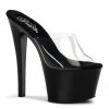 Pleaser Shoes By Pleaser USA SKY-301 Pleaser Shoes Clear Upper Black Platform Stripper Sandal