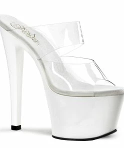 Pleaser Shoes By Pleaser USA SKY-302 Pleaser Shoes Clear Double Band Stripper Shoe 7 Inch Heels
