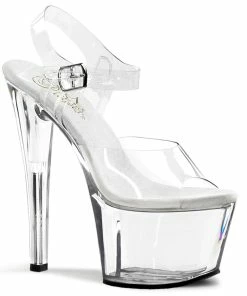 Pleaser Shoes By Pleaser USA SKY-308 Pleaser Shoes Clear Platform 7 Inch High Heel Stripper Shoes 7 Inch Heels