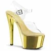 Pleaser Shoes By Pleaser USA 7 Inch Heels SKY-308 Gold Chrome Platform Stripper Shoes