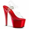 Pleaser Shoes By Pleaser USA SKY-308 Pleaser Shoes Red Chrome Platform Pole Dancing Shoe 7 Inch Heels
