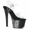 Pleaser Shoes By Pleaser USA SKY-308CP-2 Silver Wavy Lines Platform Exotic Dancer Shoes 7 Inch Heels