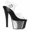 Pleaser Shoes By Pleaser USA SKY-308CP-3 Pleaser Shoes Chrome Shattered Glass Design Pole Dancing Shoes 7 Inch Heels
