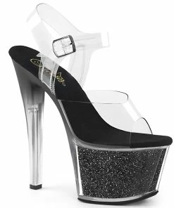 Pleaser Shoes By Pleaser USA SKY-308G-T Smoke Tinted Glitter Platform Stripper Shoe 7 Inch Heels