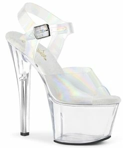 Pleaser Shoes By Pleaser USA SKY-308N-RBH Pleaser Shoes Clear Holographic Upper Stripper Shoes