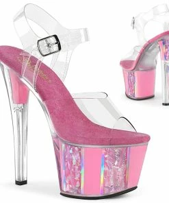 Pleaser Shoes By Pleaser USA SKY-308OF Pleaser Shoes Pink 7 Inch Stripper Shoes 7 Inch Heels