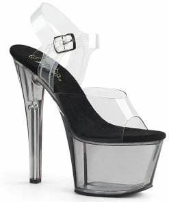 Pleaser Shoes By Pleaser USA SKY-308T Smoke Tinted Platform Stripper Sandal 7 Inch Heels