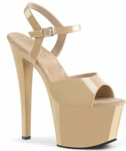 Pleaser Shoes By Pleaser USA SKY-309 Pleaser Shoes Cream Patent Platform Stripper Shoe