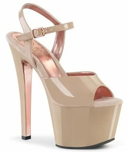 Pleaser Shoes By Pleaser USA 7 Inch Heels SKY-309TT Pleaser Shoes Nude Color Exotic Dancer Shoes
