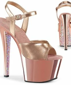 Pleaser Shoes By Pleaser USA SKY-309TTG Metallic Rose Gold Pole Dancing Sandals 7 Inch Heels