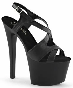 Pleaser Shoes By Pleaser USA SKY-330 Pleaser Shoes Black Patent Strappy Slingback Stripper Shoe
