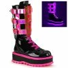 Demonia Shoes Women's Demonia Footwear SLACKER-156 Demonai Shoes UV Reactive Cyber Boot