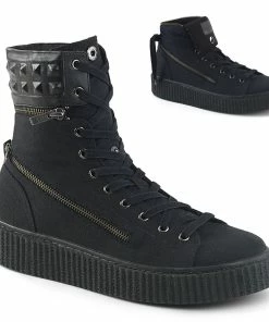 Unisex Demonia Footwear SNEEKER-270 Demonia Shoes Studded High Top Creeeper Sneaker