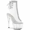 Pleaser Shoes By Pleaser USA STARDUST-1018C-2RS Pleaser Shoes Rhinestone Trimmed Clear Stripper Boots Booties And Ankle High Boots