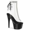 Pleaser Shoes By Pleaser USA Booties And Ankle High Boots STARDUST-1018C-2RS Pleaser Shoes Rhinestone Platform Clear Upper Stripper Boot