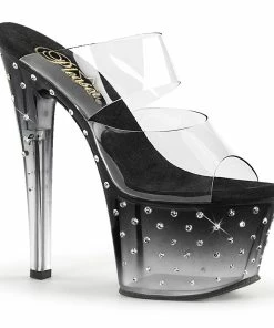 Pleaser Shoes By Pleaser USA STARDUST-702T Black Tinted Platform Stripper Shoes