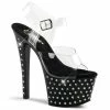 Pleaser Shoes By Pleaser USA STARDUST-708 Pleaser Shoes Black Rhinestone Studded Stripper Shoe