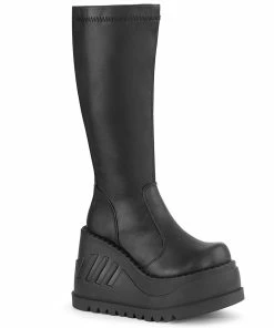 STOMP-200 Demonia Shoes Platform Gothic Knee Boot Women's Demonia Footwear