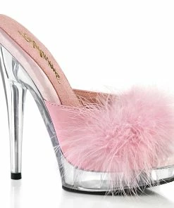 Fabulicious Shoes By Pleaser USA SULTRY-601F Sexy Stiletto High Heels With Marabou Fur Sexy Sandals