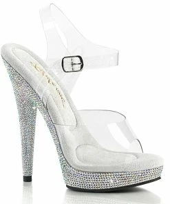 Fabulicious Shoes By Pleaser USA SULTRY-608DM Sexy Rhinestone Platform Evening Shoe 6 Inch Heels