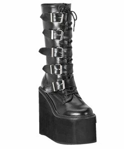 SWING-220 Demonia Shoes Gohtic Buckle Knee Boot