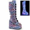 SWING-815 Demonia Shoes Reflective Cyber Festival Boot Women's Demonia Footwear