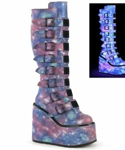 SWING-815 Demonia Shoes Reflective Cyber Festival Boot Women's Demonia Footwear
