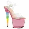 Pleaser Shoes By Pleaser USA 7 Inch Heels UNICORN-708T Pink Tinted Platform Stripper Shoe