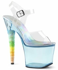 Pleaser Shoes By Pleaser USA UNICORN-708T Fun And Unique Baby Blue Stripper Shoes 7 Inch Heels