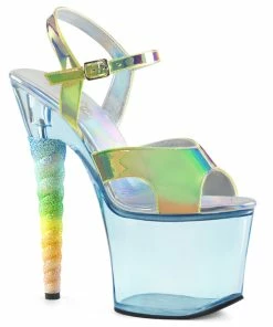 Pleaser Shoes By Pleaser USA 7 Inch Heels UNICORN-711T Pleaser Shoes Tinted Baby Blue Platform Stripper Shoe