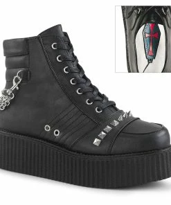 Unisex Demonia Footwear V-CREEPER-565 Demonia Shoes Studded Creeper Bootie