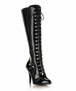 Pleaser Shoes By Pleaser USA VANITY-2020 Pleaser Shoes Black Patent 4 Inch High Heel Sexy Boot