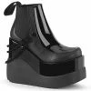 Women's Demonia Footwear VOID-50 Demonia Shoes Black Patent Gothic Bootie