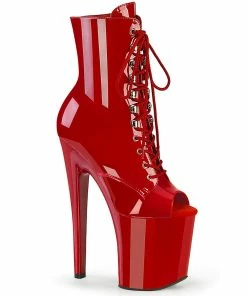 Pleaser Shoes By Pleaser USA Booties And Ankle High Boots XTREME-1021 Pleaser Shoes Red Patent Exotic Dancer Boot