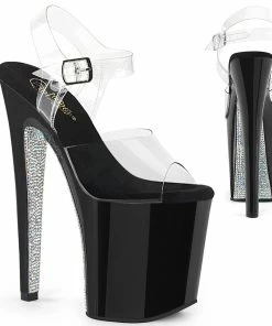 Pleaser Shoes By Pleaser USA XTREME-808CRS Pleaser Shoes Rhinestone Heel Exotic Dancer Shoes 8 Inch Heels