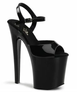 Pleaser Shoes By Pleaser USA XTREME-809 Pleaser Shoes Black Patent 8 Inch Exotic Dancer Shoes