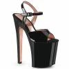 Pleaser Shoes By Pleaser USA 8 Inch Heels XTREME-809TT Pleaser Shoes Black Patent/Rose Gold Exotic Dancer Shoe