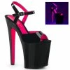Pleaser Shoes By Pleaser USA 8 Inch Heels XTREME-809TT Pleaser Shoes Black Patent & Pink Platform Exotic Dancer Shoe