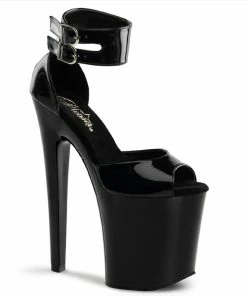 Pleaser Shoes By Pleaser USA XTREME-875 Pleaser Shoes 8 Inch Black Patent Exotic Dancer Shoes 8 Inch Heels